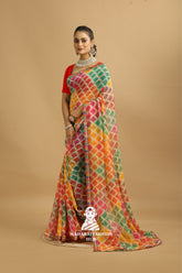 Maharaj Fashion Hub Premium Georgette Saree with Lace Border